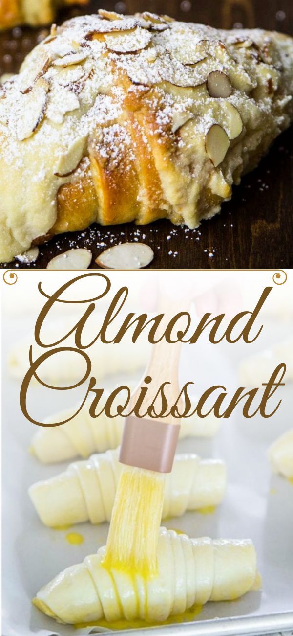 almond croissant on a white plate with the words almond croissant over it