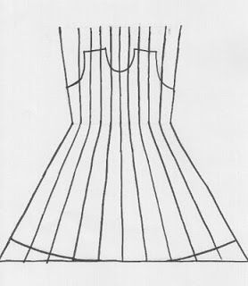 a drawing of a dress made out of wire and wood, on a white background