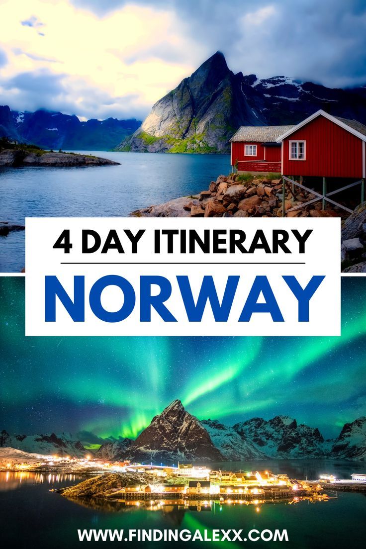 the northern norway with text that reads 4 day itinerary norway