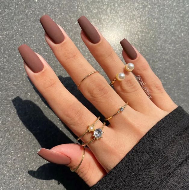 Acrylic Nails Natural, Ombre Acrylic, Brown Acrylic Nails, 2023 Nails, Brown Acrylic, Nails Matte, Fall Gel Nails, Cute Nails For Fall, Fall Acrylic Nails