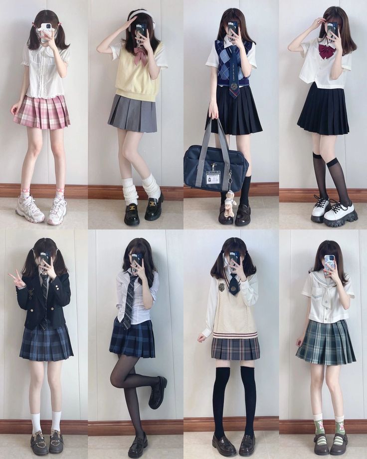 Light Academia Outfit, Japanese Fashion Trends, Cute Kawaii Outfits, Korean Fashion Work, School Uniform Outfits, Japan Outfit, School Uniforms, Japanese Street Fashion, Japanese Outfits