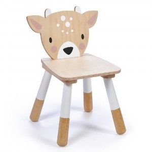 a wooden toy chair with a deer head on it's back end and legs