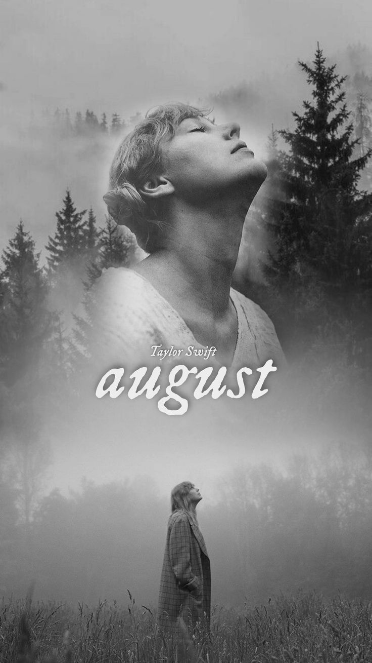 the movie poster for august with a man looking up into the sky and trees in the background