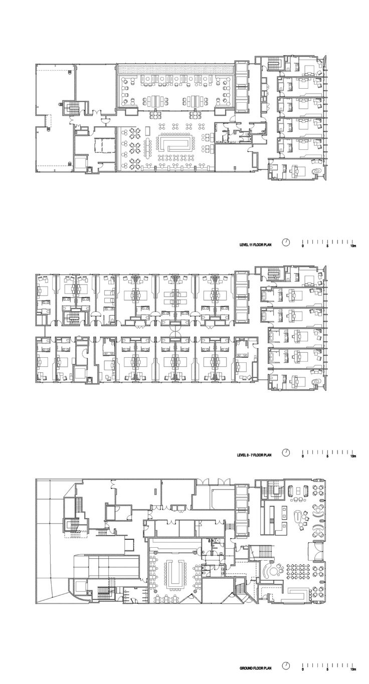 the floor plan for an apartment building with two floors and three levels, in different sections