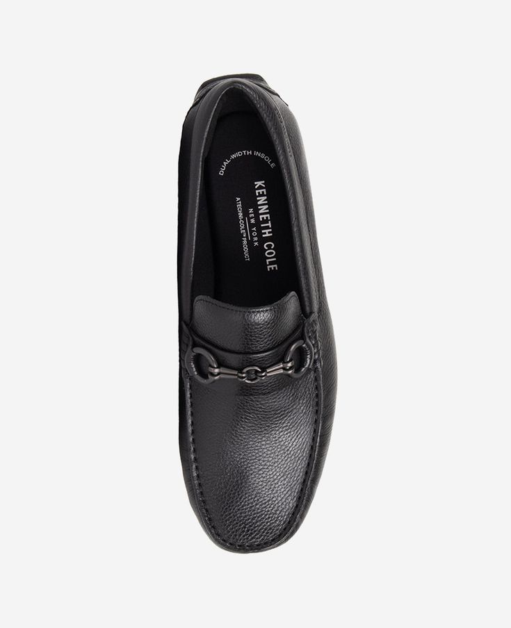 WHAT’S IN IT FOR YOU? Men's driver loafer Easy on-and-off slip-on style Removable footbed for dual-width Bit detail at front Cushioned insole | Kenneth Cole | Theme Bit Detail Driver in Black, Size: 11.5 Slip-on Driving Loafers With Branded Insole, Black Leather Sole Driving Moccasins, Modern Black Moc Toe Loafers, Black Round Toe Loafers For Driving, Black Business Slip-ons With Ortholite Insole, Black Loafers With Rubber Sole For Driving, Black Round Toe Moccasins For Driving, Black Moc Toe Loafers With Removable Insole, Black 7