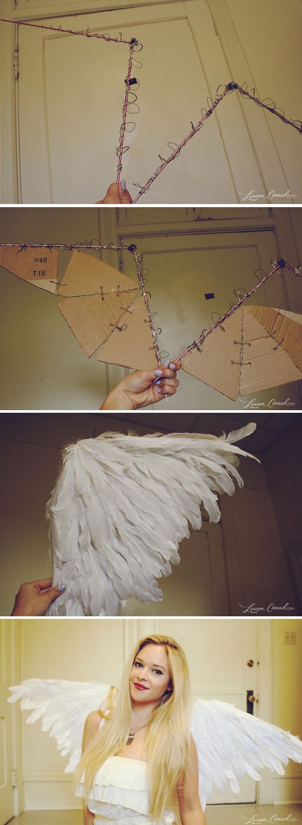 three different pictures of an angel made out of paper