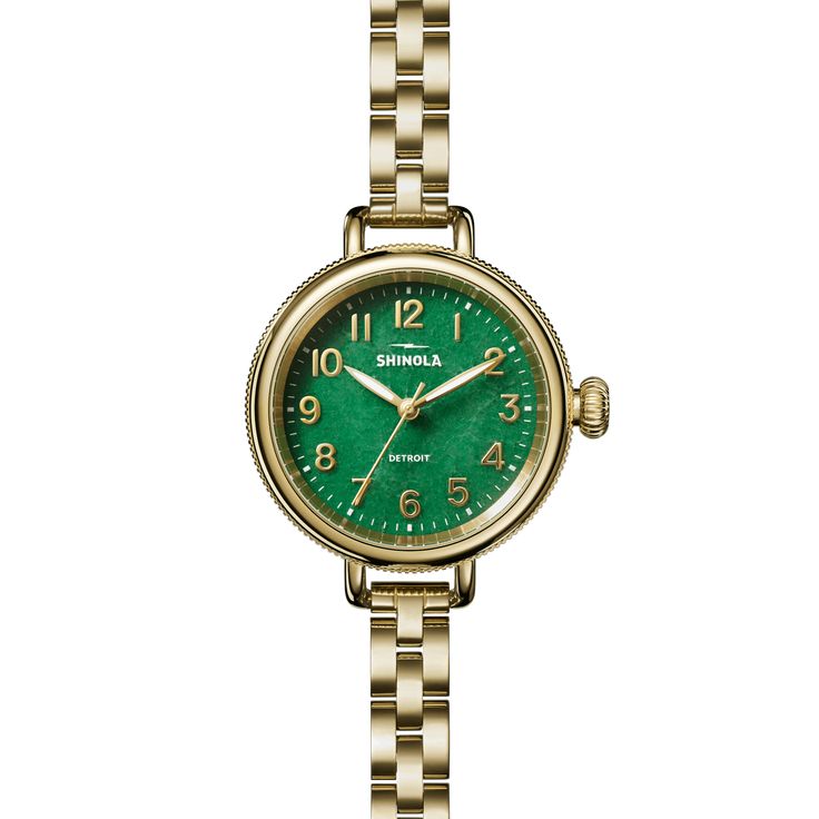 The Birdy 34mm Shinola Watches Women, Shinola Watch, Down Band, Leather Watch Box, Green Watch, Wedding Day Gifts, Aventurine Stone, Green Cases, Watches Women