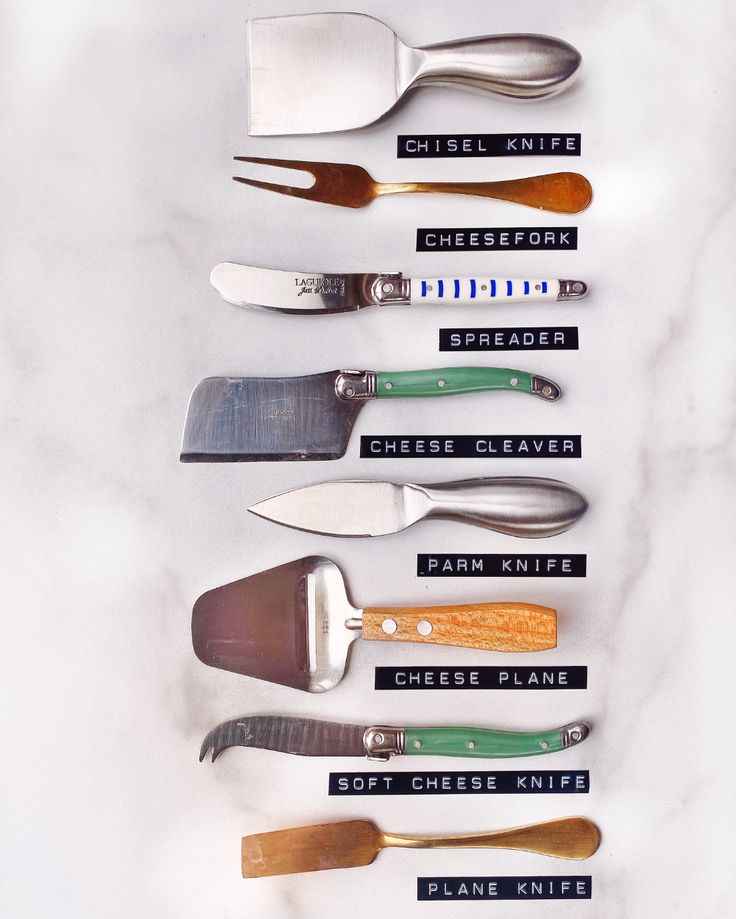 there are many different types of knives on the counter top, and each has their own name