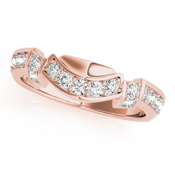 CURVED DIAMOND BAND Elegant Channel Set Bands, Luxury Wedding Bands With Open Band Style, Luxury Wedding Diamond Ring With Decorative Band, Elegant Rose Gold Bands With Diamond Cut, Elegant Rose Gold Band Jewelry, Luxury Bands With Diamond Accents For Formal Events, Elegant Rose Gold Diamond Ring Channel Set, Elegant White Gold Channel Set Bands, Elegant Channel Set White Gold Bands