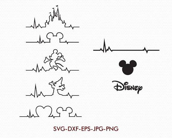 disney mouse ears and heartbeats with the word svg dxf eps - png