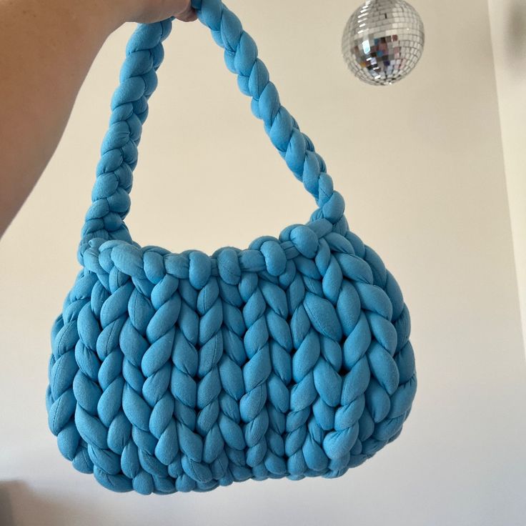 Handmade Blueberry Puffer Bag Made By Me Brand New Made From Soft Polyester Yarn Large Enough To To Fit A Kindle/Phone/Wallet Etc. Medium Size: 8 Inches Tall X 11.5 Inches Wide Trendy Blue Hobo Shoulder Bag, Trendy Handmade Blue Bags, Trendy Hand Knitted Shoulder Bag, Trendy Blue Crochet Tote Bag, Trendy Blue Crochet Bags, Trendy Blue Handmade Shoulder Bag, Trendy Blue Crochet Bag For Everyday Use, Blue Crochet Shoulder Bag For Everyday, Trendy Blue Crochet Bag For Everyday