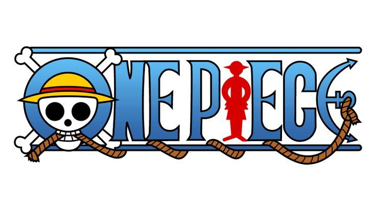 the logo for one piece with a skull and crossbones on it's side