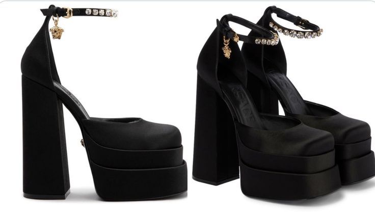 Versace Black Platform Heels, Vercase Heel, Versace Medusa Heels, Medusa Heels, Versace High Heels, Medusa Aevitas Platform, Versace Heels, Heels Prom, Black Platform Heels