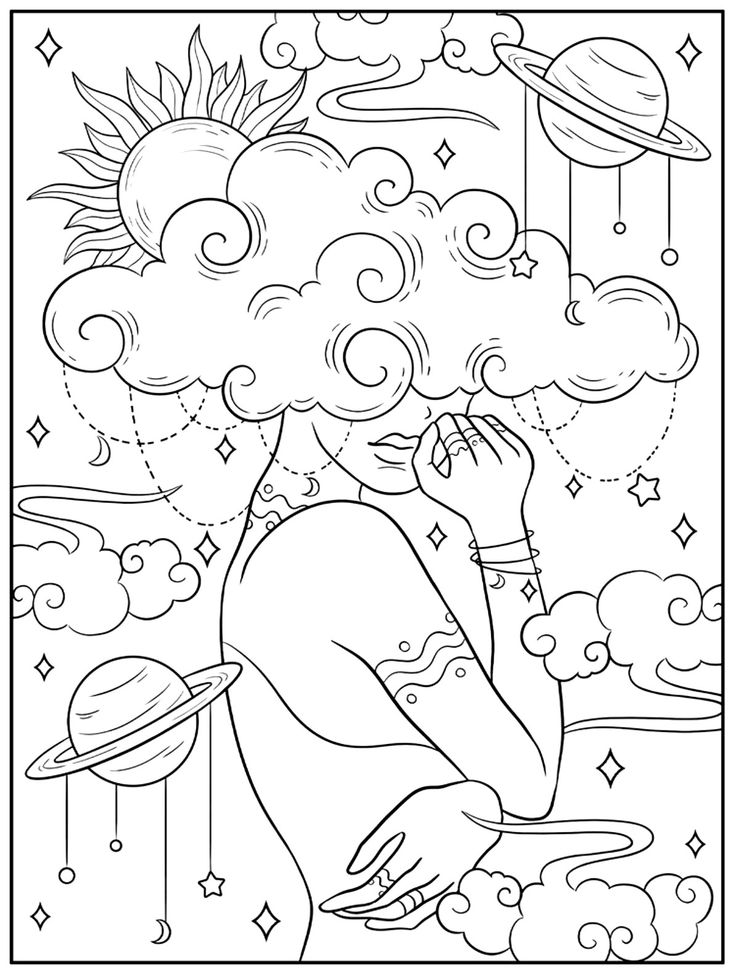 the sun and planets are depicted in this coloring page