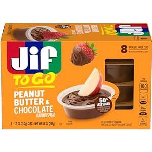 jif to go peanut butter and chocolate dessert cups, 8 count each pack in a box