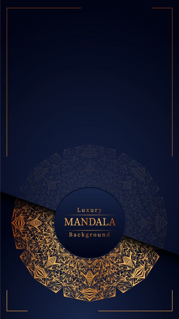 a blue and gold background with an ornate design in the middle that says luxury mandala