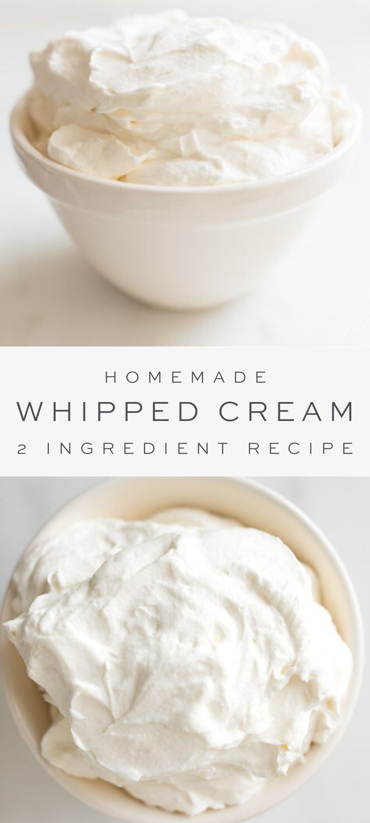 whipped cream in a white bowl with the words whipped cream on top and below it