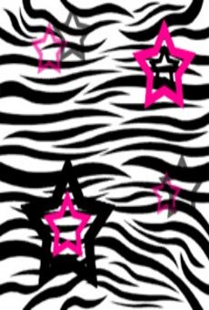 zebra print with pink stars and black stripes on the bottom half of each star,