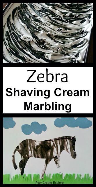 zebra shaving cream marbling is an easy art project for kids to do with paper plates