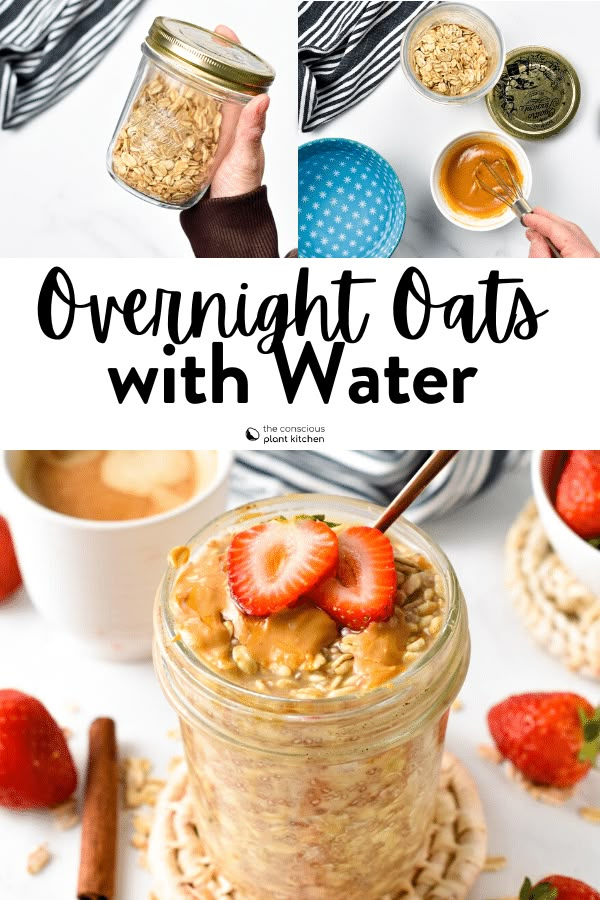 overnight oats with water and strawberries