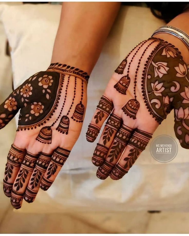 two hands with henna designs on them