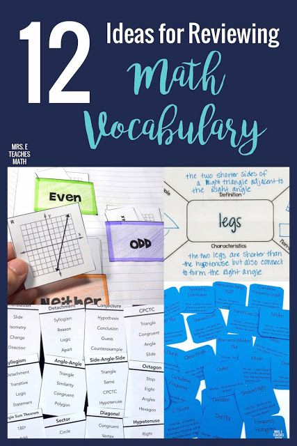 the cover of 12 ideas for reviewing math vocabulary