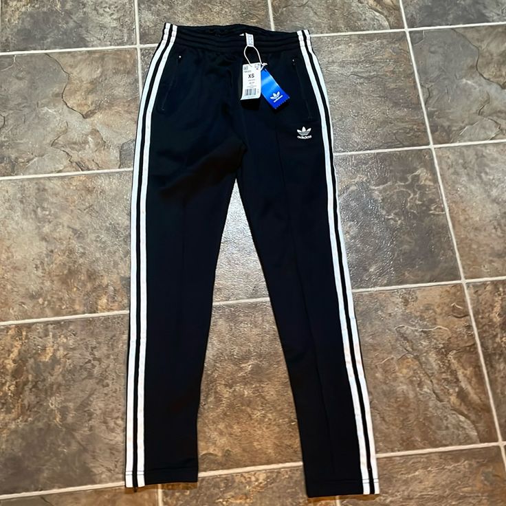 New With Tags Thanks For Looking Adidas Fitted Athleisure Sweatpants, Adidas Fitted Sweatpants For Sports, Fitted Adidas Pants With Three Stripes Branding, Fitted Black Adidas Pants, Casual Fitted Pants With Three Stripes, Adidas Fitted Bottoms For Streetwear, Adidas Fitted Pants For Streetwear, Fitted Adidas Black Bottoms, Casual Fitted Bottoms With Three Stripes