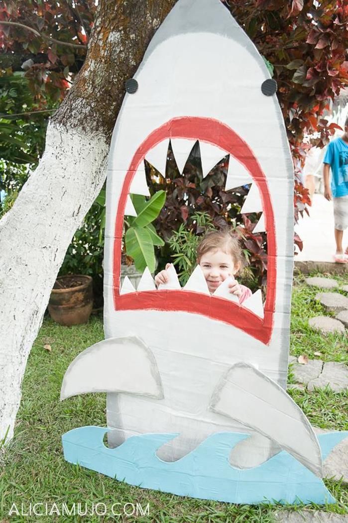 A Jaws theme photo booth #NSD2016 #CreativeMemories Diy With Kids, Jaws Shark, Surprise 60th, Ocean Theme Birthday, Ocean Birthday Party, Fishing Birthday Party, Ocean Birthday, Fishing Party, Shark Birthday Party