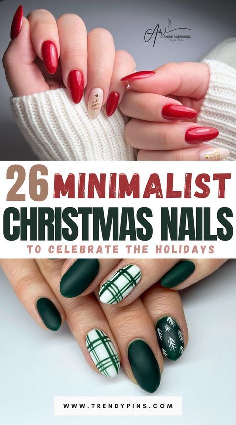 Easy Short Christmas Nail Designs, December Nails Not Christmas, Winter Nails Ideas Simple, Shellac Christmas Nails Designs, Easy Christmas Manicure, Green Plaid Nails Christmas, Christmas Nail Designs Minimalist, Simple Holiday Nail Art, Abstract Christmas Nail Art