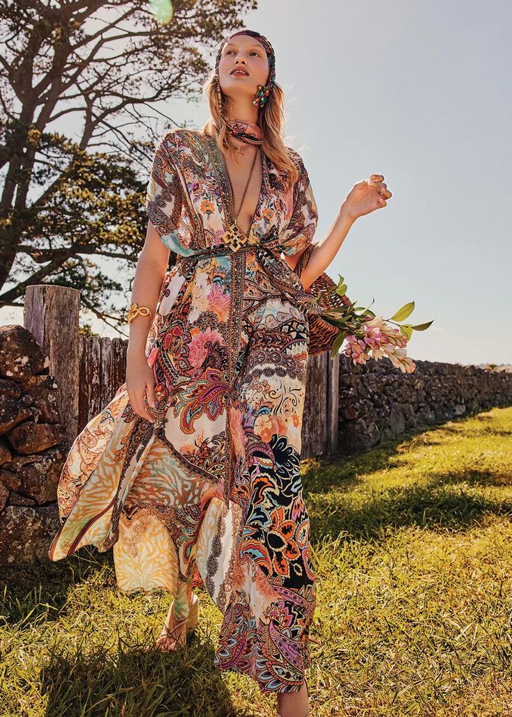 Campaign | Runaway Royal – CAMILLA Summer Bollywood Embellished Kaftan, Festival V-neck Kaftan, Pink Printed Festival Kaftan, Luxury Floral Print Festival Kaftan, Camilla Clothing, Camilla Kaftan, Camilla Dress, Petite Tops, Maxi Wrap Dress