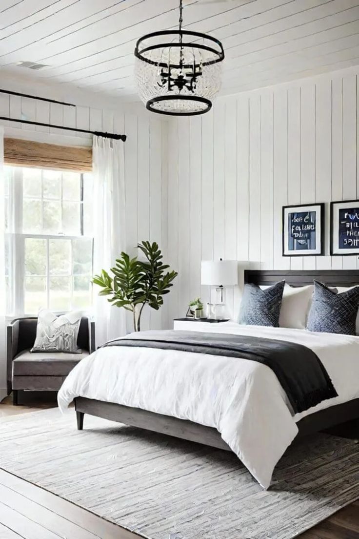 25 Shiplap Bedroom Wall Ideas Shiplap Bedroom Ideas, Shiplap Bedroom Wall, Walls In Bedroom, Bedroom Wall Ideas, Shiplap Headboard, Shiplap Bedroom, Shiplap Feature Wall, Dark Bedroom Furniture, Feature Wall Bedroom