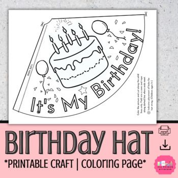 a birthday hat coloring page with the words it's my birthday