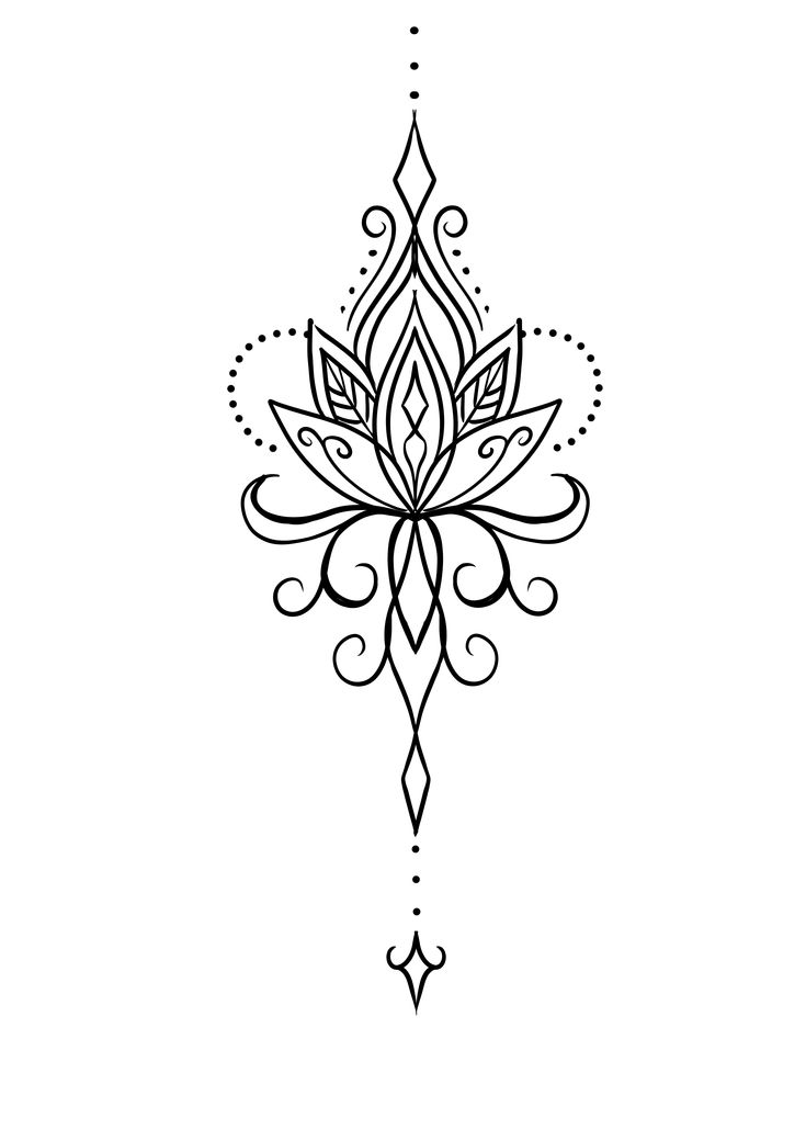 a black and white drawing of a flower with an intricate design on the back of it