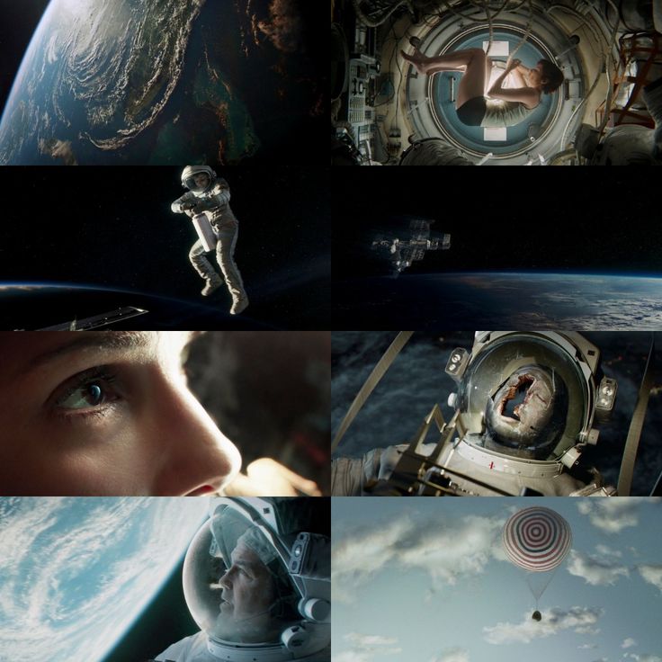 the collage shows an astronaut in outer space