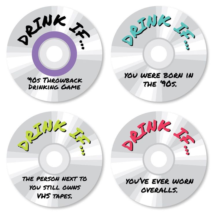 four dvds with the words drink it, drive it and drinking game written on them