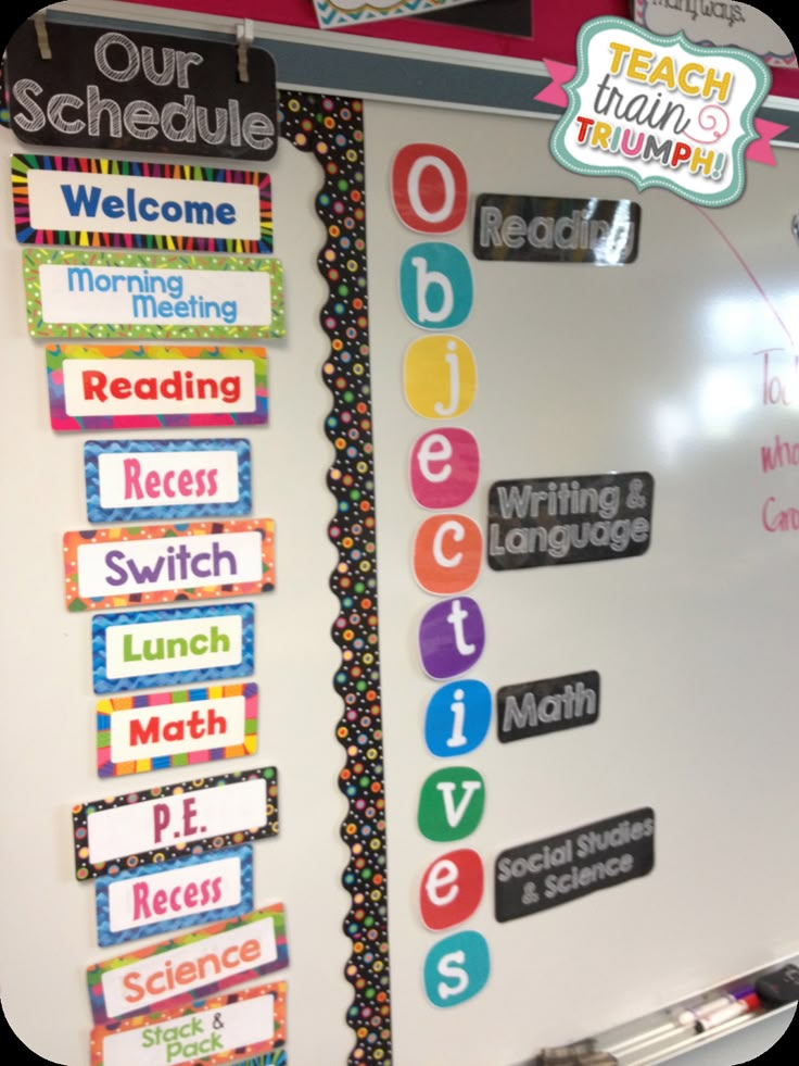 a bulletin board with words on it and magnets attached to the back of it