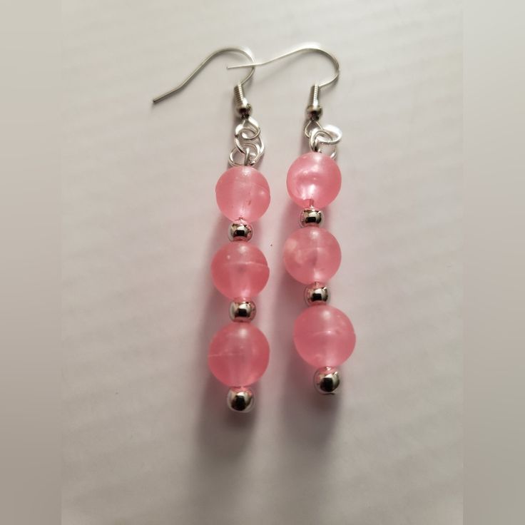 Jill Bead Earring Nickel-free Pink Beaded Earrings, Pink Large Bead Dangle Earrings, Adjustable Pink Earrings With Large Beads, Pink Dangle Earrings With Large Beads, Everyday Round Bead Dangling Earrings, Colorful Round Bead Earrings For Everyday, Colorful Round Beads Earrings For Everyday, Everyday Earrings With Dangling Round Beads, Colorful Beaded Earrings For Everyday