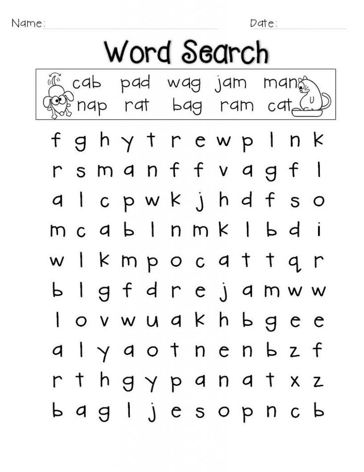 the word search worksheet for kids to learn how to read and write letters