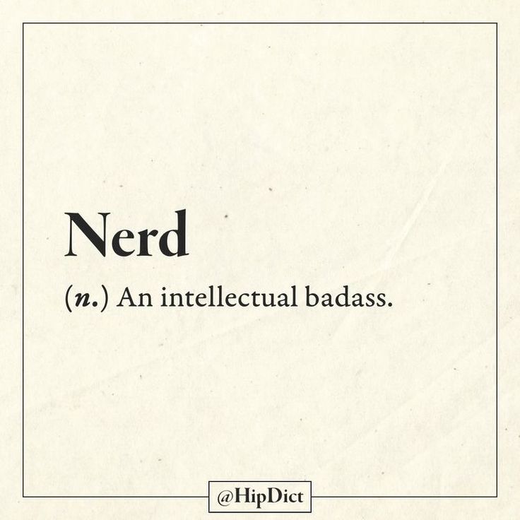 the words nerd are written in black on a white paper with a border around it