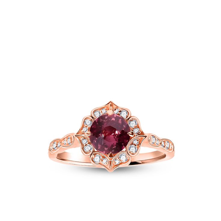 "Pink Tourmaline Rose Gold Art Deco Ring / Artdeco Engagement Ring/ 14K Rose Gold Ring / Gemstone Ring Gift For Her / October Birthstone Our designs are based on colors of life and each color identifies a motion, a feeling, an emotion and style in each person's life. In this design Arya feels vintage, what do you feel? Go with your heart and find your own meaning in this special design of Pink Tourmaline. ╰► Specifications ➤ Made to Order.  ➤ Made in Turkey. ➤ 14K Gold ➤ Custom Gold Color: Rose Gold, Yellow Gold, White Gold ➤ Total CTW: 1.53 Carats ➤ Width of Band: 1.30 mm ➤ Setting Type: Prong ➤ Natural Earth-Mined & Non-Conflict Diamonds & Gemstone ➤ Ready to Ship in 1 Week ╰► Center Stone Specifications ➤ Gemstone: Natural Tourmaline ➤ Shape: Round Cut Tourmaline ➤ Weight: 1.25 Carats ➤ Luxury Rose Gold Ruby Ring With Halo Setting, Luxury Rose Gold Cluster Ring With Gemstone, Elegant Rose Gold Ruby Ring With Rose Cut Diamonds, Art Deco Rose Gold Rings With Rose Cut Diamonds, Rose Gold Gemstone Halo Ring Fine Jewelry, Elegant 14k Rose Gold Ruby Gemstone Ring, Rose Gold Gemstone Halo Ring In Fine Jewelry Style, Elegant Rose Gold Ruby Ring With Center Stone, Elegant Ruby Ring In 14k Rose Gold