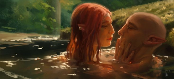 two people are in the water and one has red hair