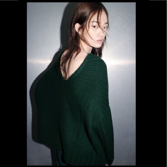 Round Neck Long Sleeve Sweater. Back V-Neckline. Bottle Green . 100% Wool. Armpit To Armpit 30” Length 18” Care Hand Wash Max 30c/86f Do Not Use Bleach / Whitener Iron Maximum 110c/230f Do Not Dry Clean Do Not Tumble Dry Oversized Green V-neck Sweater, Chic Oversized V-neck Sweater, Zara V-neck Sweater, Zara V-neck Winter Tops, Chic Green V-neck Sweater, Zara V-neck Tops For Layering, Oversized Green Zara Top, Mustard Yellow Sweater, Mesh Sweater