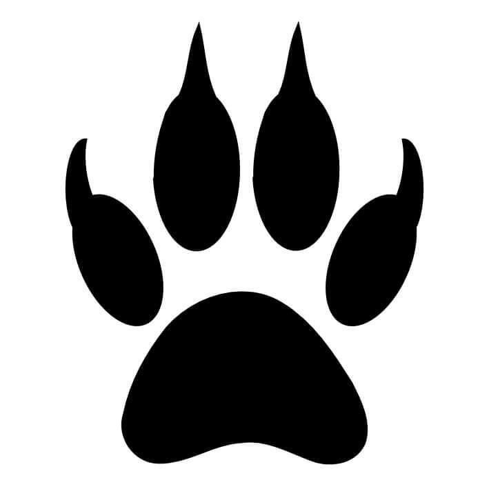 an animal's paw is shown in black on a white background