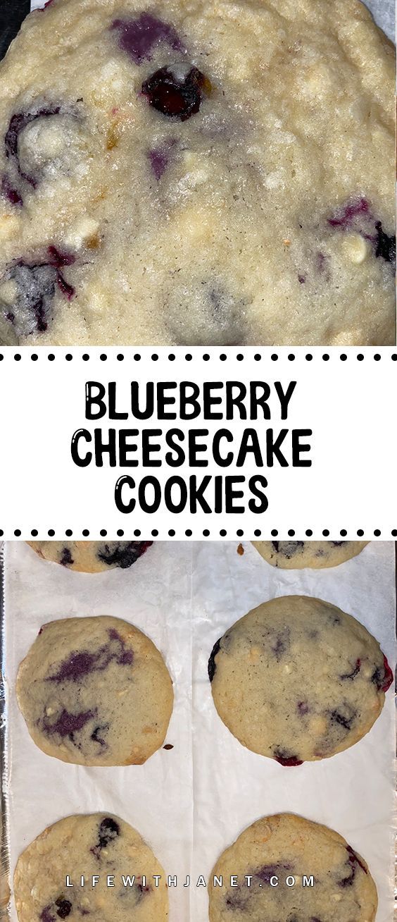 blueberry cheesecake cookies are in the pan and ready to be baked into the oven