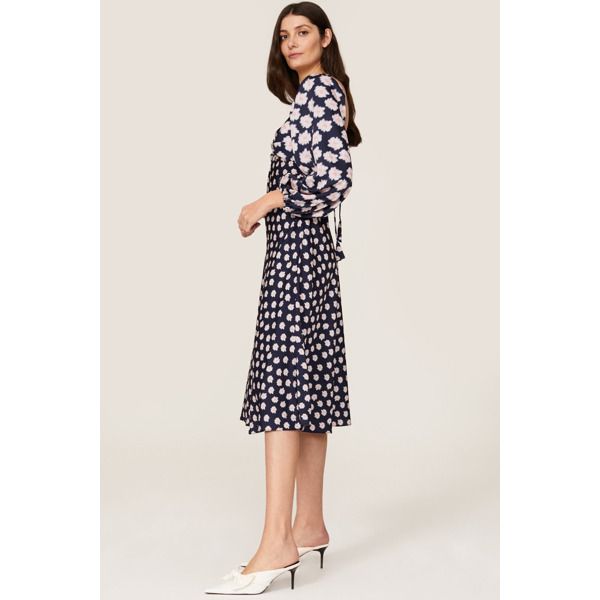 Navy floral (100% Polyester). Hourglass. Sweetheart neckline. Long sleeves. Side zipper closure. 46" from shoulder to hemline. Imported. Polka Dot A-line Spring Midi Dress, Rent The Runway, Navy Floral, Closet Designs, Side Zipper, Sweetheart Neckline, Off The Shoulder, Puff Sleeve, Print Dress