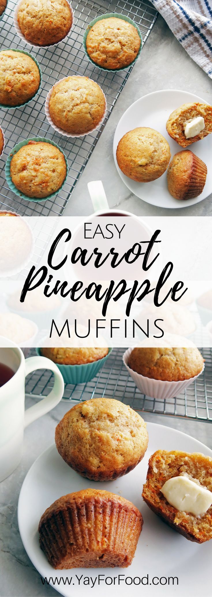 muffins with butter on top and the words easy carrot pretzerpple muffins above them