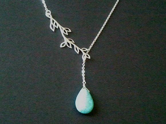 Branch with Turquoise Lariat Necklace  bridesmaid by LaLaCrystal, $21.00 Turquoise Drop Jewelry Gift, Turquoise Drop Jewelry As A Gift, Elegant Turquoise Jewelry With Natural Stones, Elegant Blue Jewelry For Mother's Day, Delicate Turquoise Necklace For Gift, Turquoise Drop Necklace For Jewelry Making, Fine Jewelry Turquoise Necklace As A Gift, Blue Nature-inspired Jewelry For Wedding, Nature-inspired Blue Jewelry For Wedding