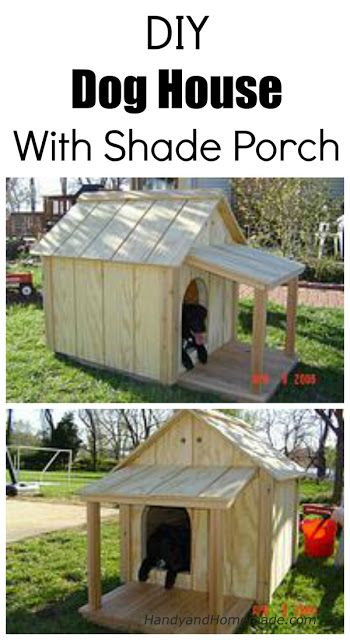 the dog house with shade porch is made out of wood