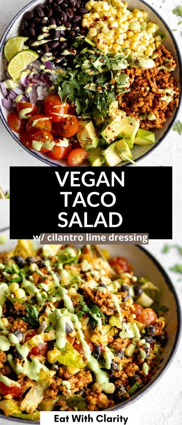 vegan taco salad with cilantro lime dressing