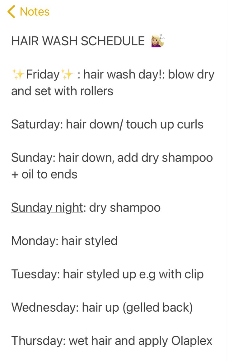 Weekly Haircare Routine Schedule, Curly Hair Wash Schedule, Hair Care Schedule Weekly, How To Wash Your Kitty, Hair Training Schedule, Hair Care Weekly Routine, Olaplex Hair Routine, Hair Routine Weekly, Short Morning Routine